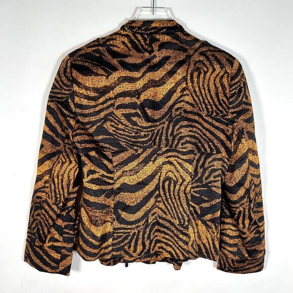 Carlisle Women's Zebra Print Asymmetrical Zip Moto Jacket 6 Yellow Black Outdoor - Picture 2 of 10